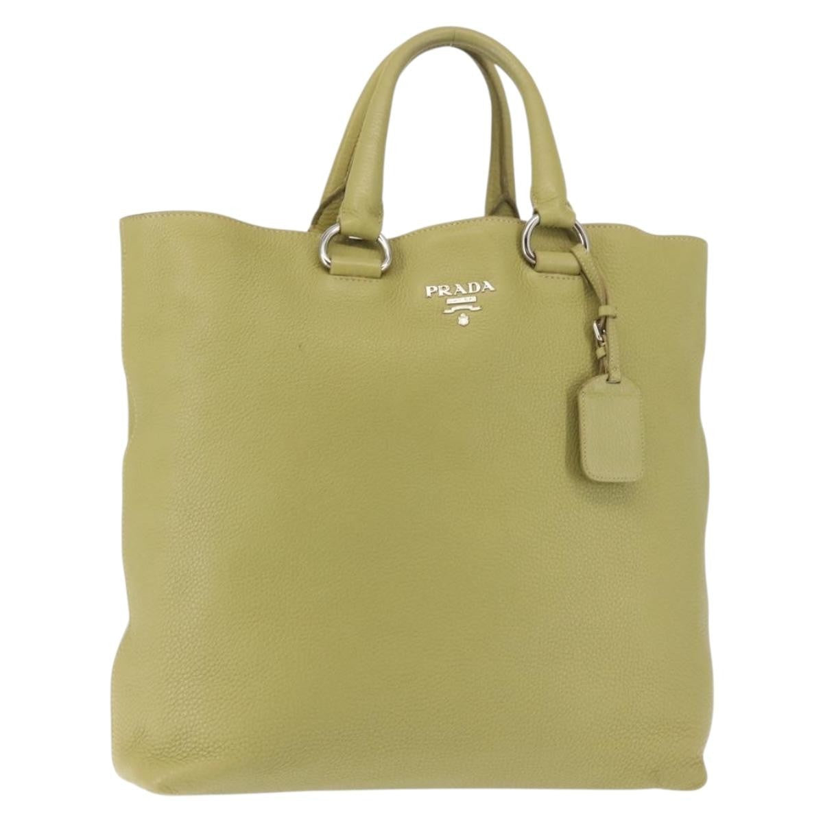 Prada Shopping Tote Vitello Daino, GREEN, LEATHER, Tote bag