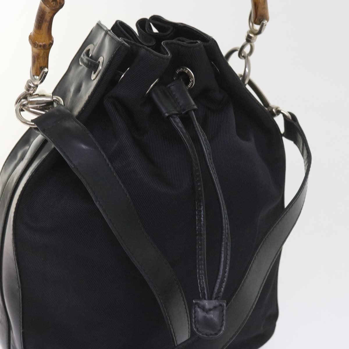 Gucci Vintage Bamboo Shoulder Bag Nylon, BLACK, NYLON, Shoulder bag