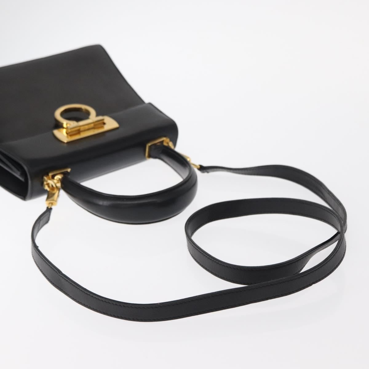 Salvatore Ferragamo Gancini Convertible Top Handle Bag Leather, BLACK, LEATHER, Handbag