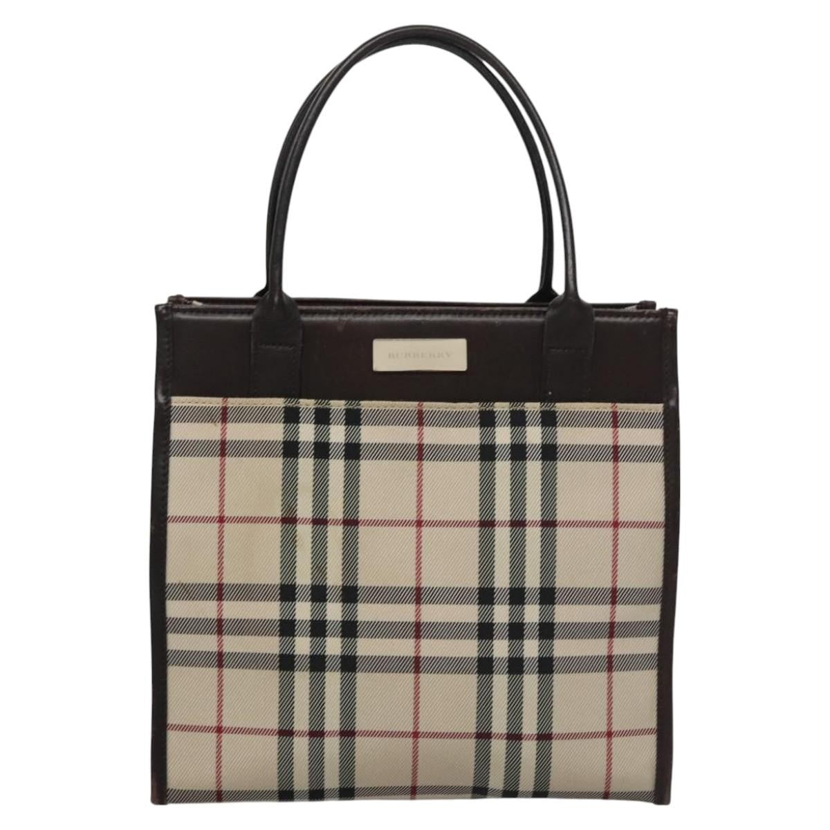 Burberry Nova Check Tote Canvas and Leather, BEIGE, CANVAS, Handbag