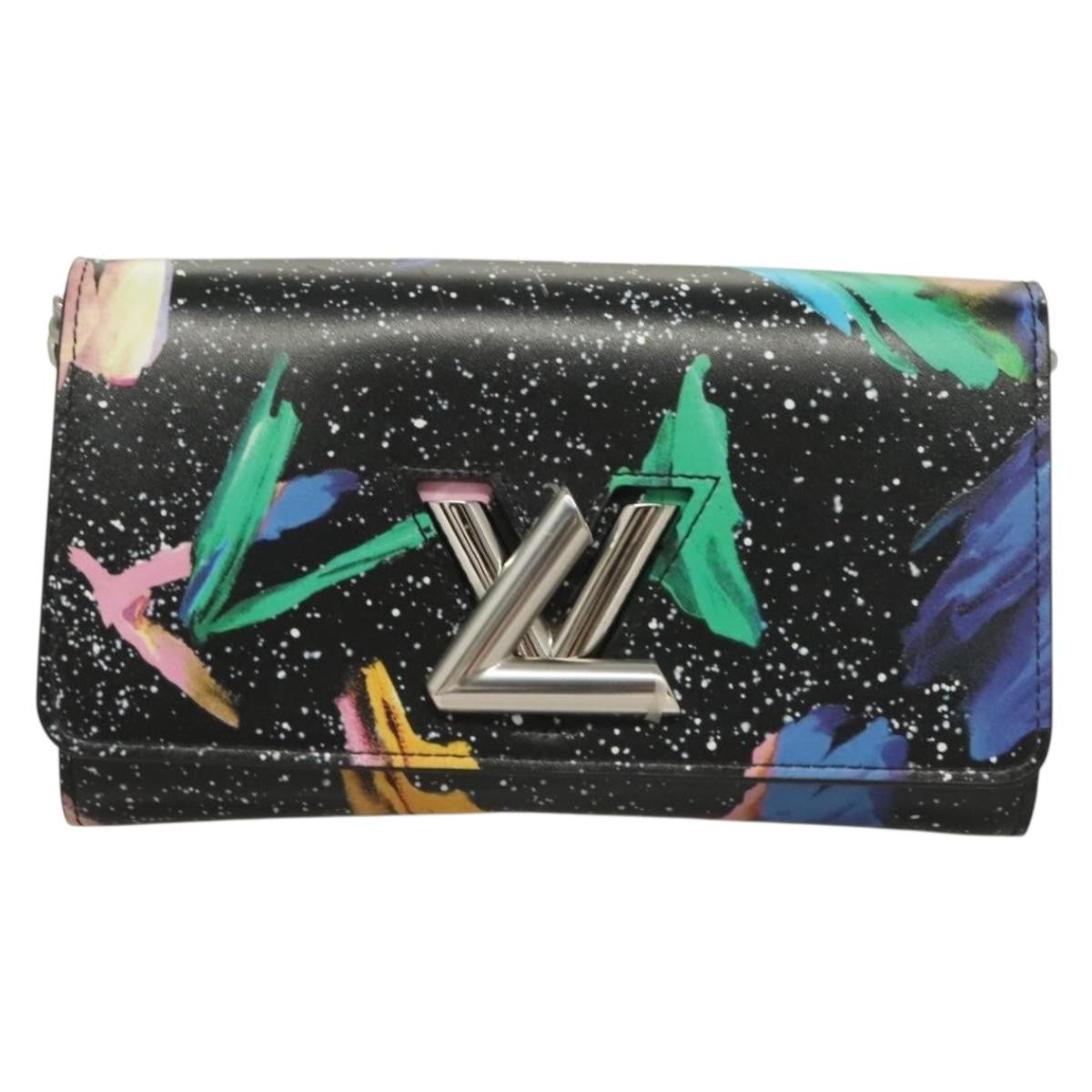 Louis Vuitton Twist Chain Wallet Limited Edition Printed Leather, BLACK, LEATHER, Clutche & pouche