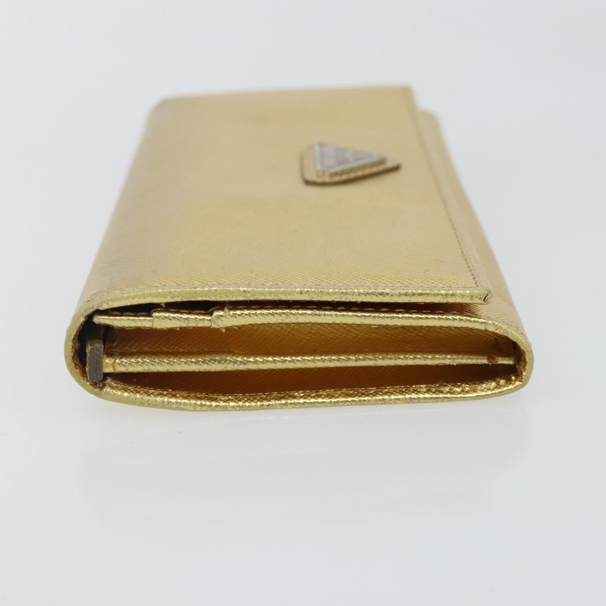 Prada Continental Wallet Saffiano Leather, GOLD, LEATHER, Wallets