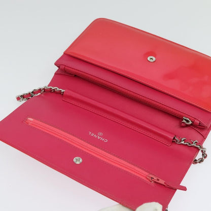 Chanel CC Logo Wallet on Chain Patent, PINK, PATENT_LEATHER, Shoulder bag