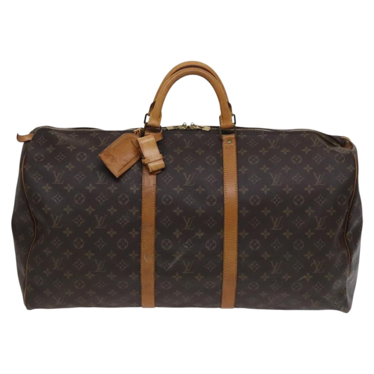 Louis Vuitton Keepall Bag Monogram Canvas, BROWN, CANVAS, Travel bag
