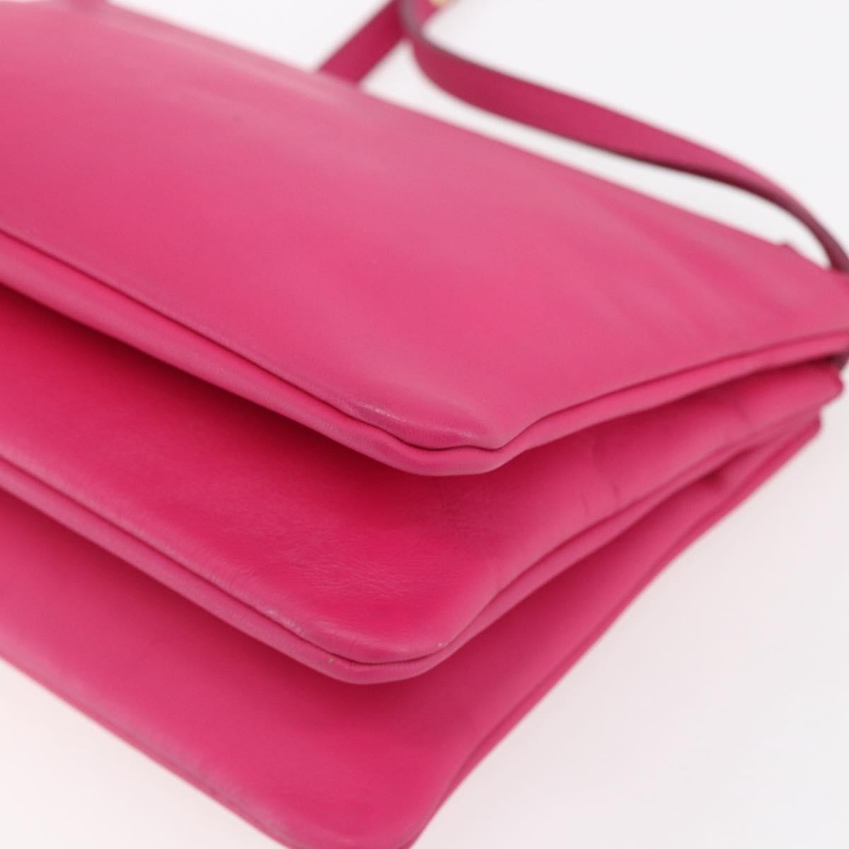 Celine Trio Crossbody Bag Leather, PINK, LEATHER, Shoulder bag