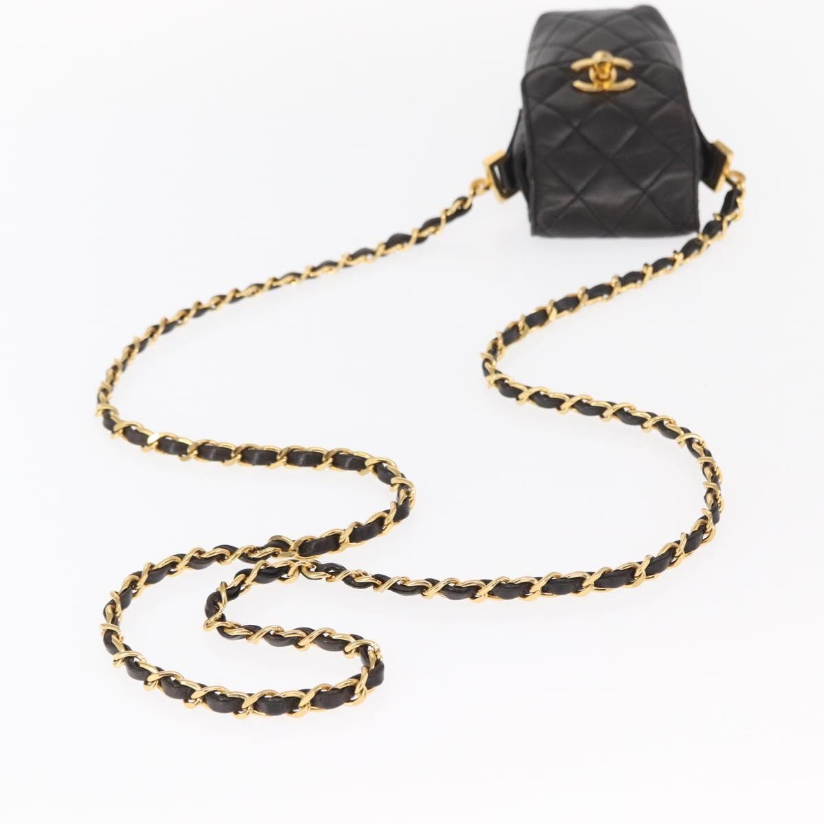 Chanel Chain Shoulder Bag Leather, BLACK, LEATHER, Shoulder bag