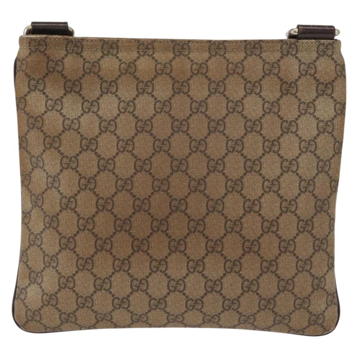 Gucci Flat Messenger Bag GG Coated Canvas, BEIGE, PVC, Shoulder bag