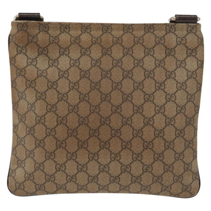 Gucci Flat Messenger Bag GG Coated Canvas, BEIGE, PVC, Shoulder bag