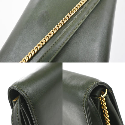 Celine Vintage Shoulder Bag Leather, GREEN, LEATHER, Shoulder bag