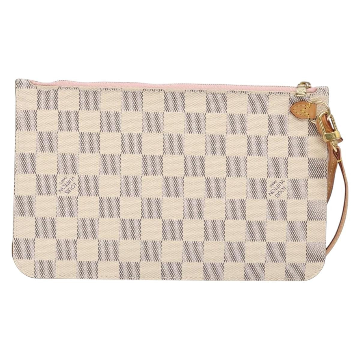 Louis Vuitton Neverfull Pochette Damier, WHITE, CANVAS, Clutche & pouche