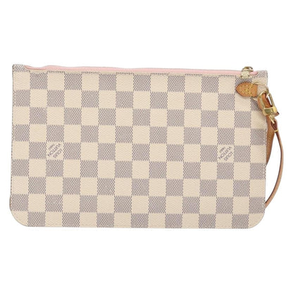 Louis Vuitton Neverfull Pochette Damier, WHITE, CANVAS, Clutche & pouche