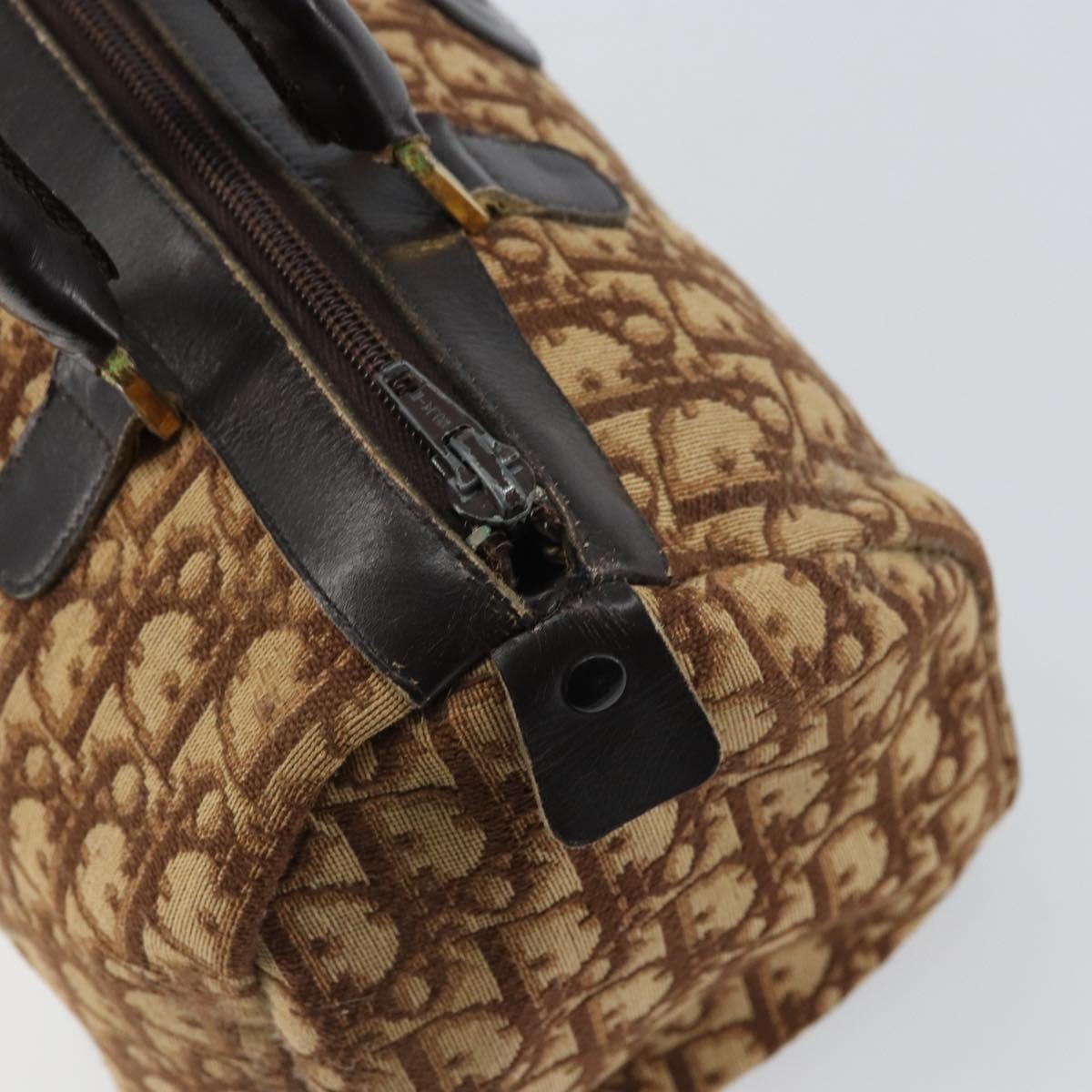 Christian Dior Vintage CD Trotter Handbag Canvas, BROWN, CANVAS, Handbag