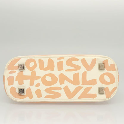 Louis Vuitton Alma Handbag Limited Edition Graffiti Leather, WHITE, CANVAS, Handbag