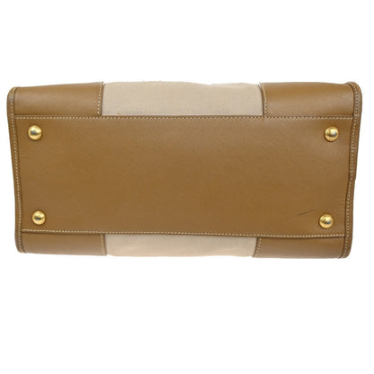 Prada Convertible Tote Canvas and Saffiano Leather, Beige, Canvas, Tote Bag