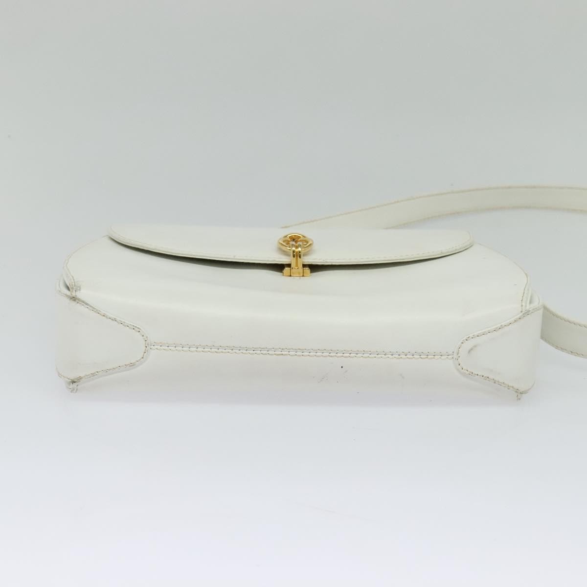 Gucci Vintage Flap Crossbody Bag Leather, WHITE, LEATHER, Shoulder bag