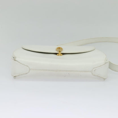 Gucci Vintage Flap Crossbody Bag Leather, WHITE, LEATHER, Shoulder bag