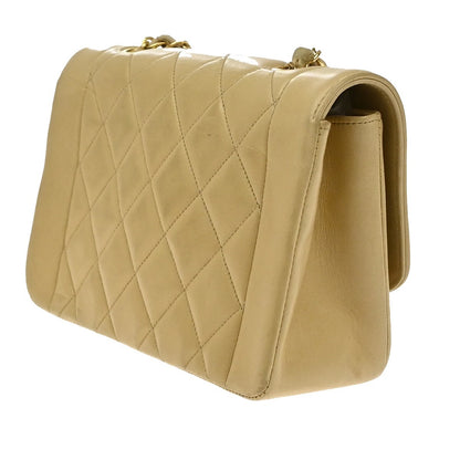 Chanel Vintage Diana Flap Bag Quilted Lambskin, BEIGE, LEATHER, Shoulder bag