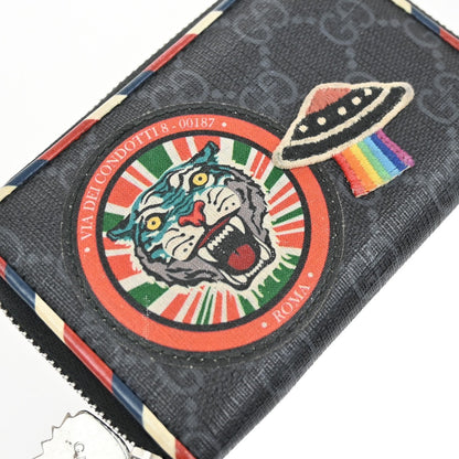 Gucci Night Courrier Bifold Wallet GG Coated Canvas with Applique, BLACK, CANVAS, Wallets