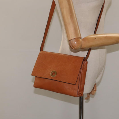 Celine Circle logo Leather, BROWN, LEATHER, Shoulder bag