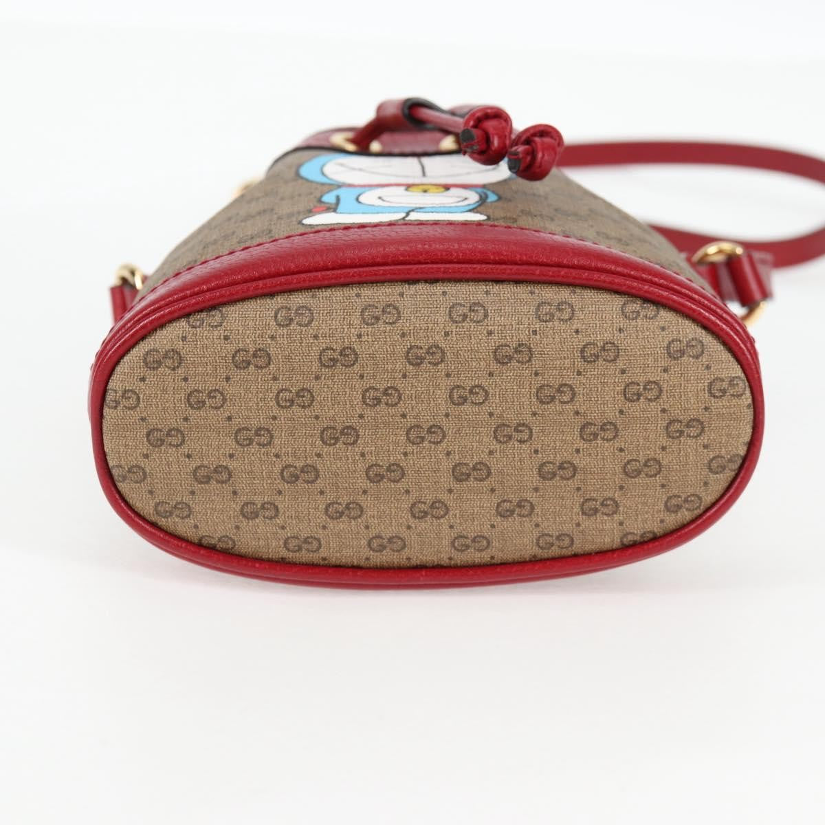 Gucci Doraemon Bucket Bag Printed Mini GG Coated Canvas, BEIGE, PVC, Crossbody bag