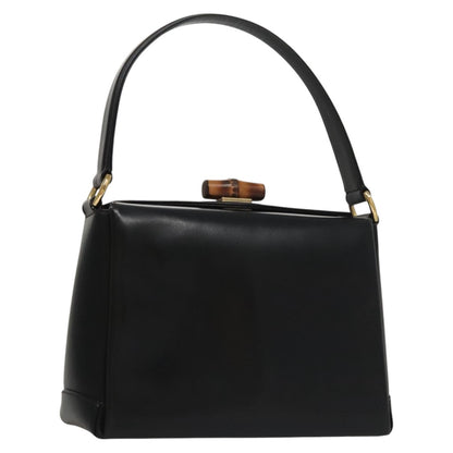 Gucci Vintage Convertible Bamboo Box Crossbody Bag Leather, BLACK, LEATHER, Handbag