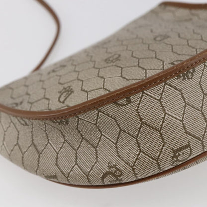 Christian Dior Vintage Honeycomb Flap Crossbody Bag Coated Canvas, BEIGE, CANVAS, Shoulder bag