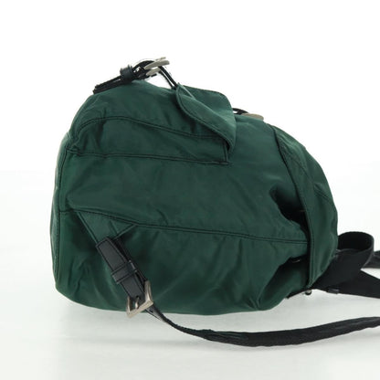 Prada Vela Double Front Pocket Backpack Tessuto with Saffiano Leather, GREEN, NYLON, Backpack