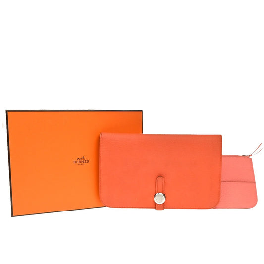 Hermes Dogon Duo Combined Wallet Leather, ORANGE, LEATHER, Wallets