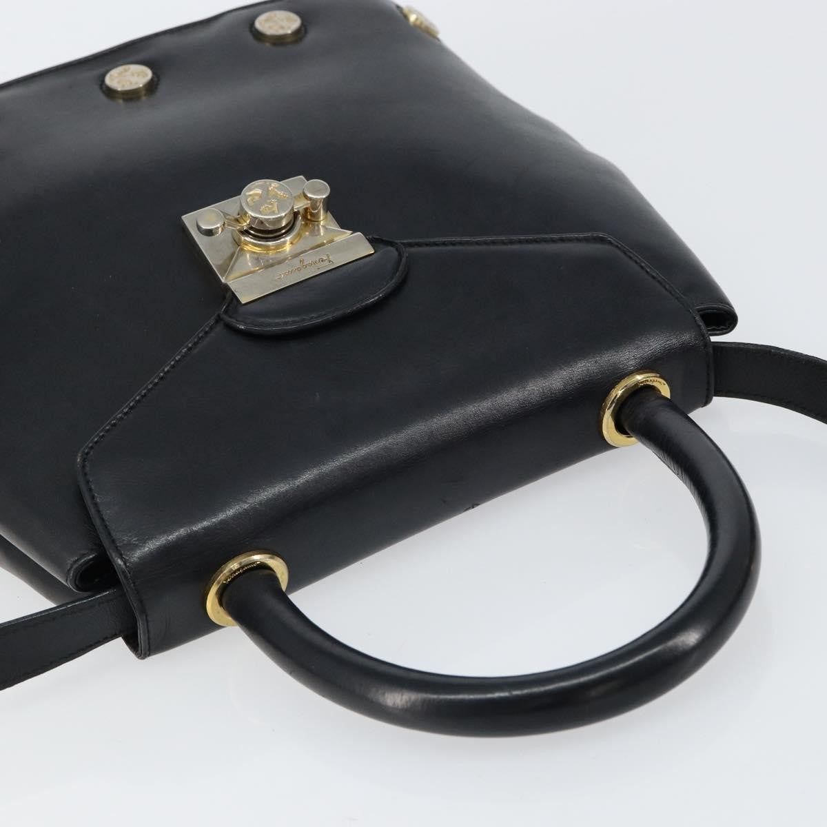 Salvatore Ferragamo Vintage Handbag Leather, BLACK, LEATHER, Handbag
