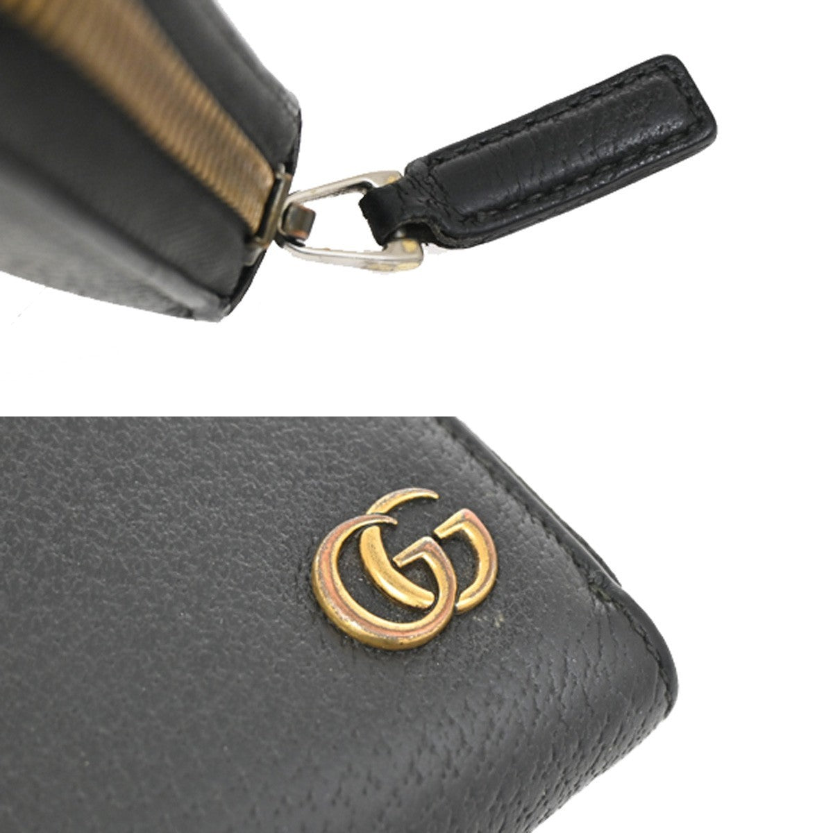 Gucci GG Marmont Zip Around Wallet Leather, BLACK, LEATHER, Wallets
