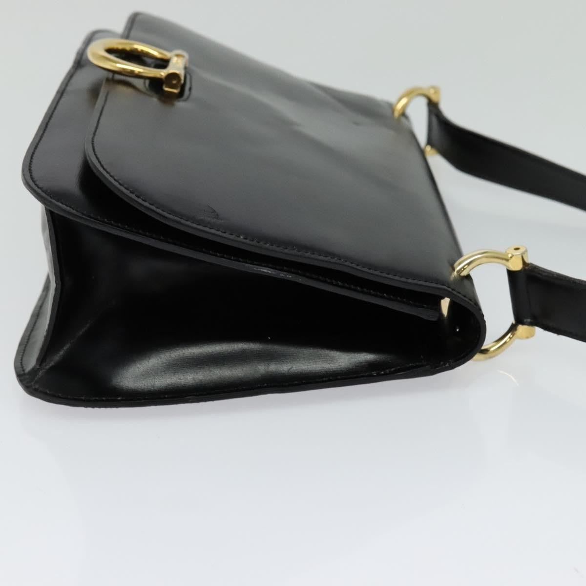 Celine Flap Shoulder Bag Leather, BLACK, LEATHER, Shoulder bag