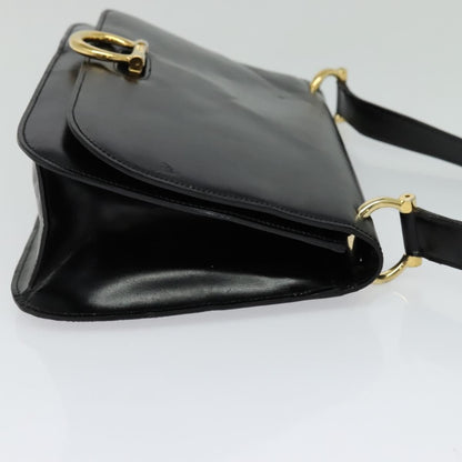 Celine Flap Shoulder Bag Leather, BLACK, LEATHER, Shoulder bag