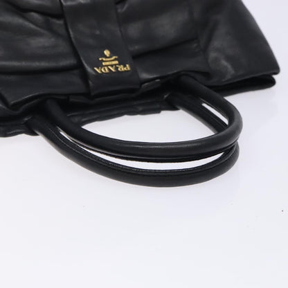 Prada Bow Tote Leather, BLACK, LEATHER, Handbag