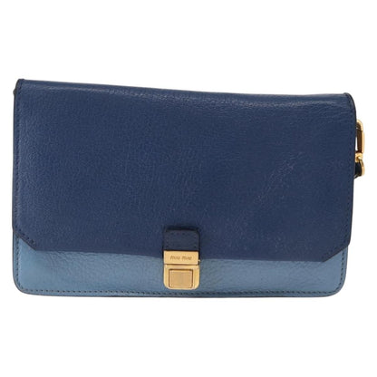 Miu Miu Shoulder Bag Leather, BLUE, LEATHER, Shoulder bag