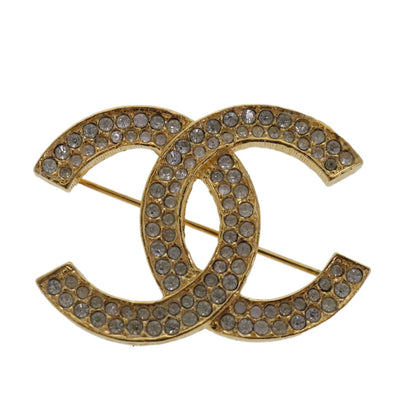 Chanel CC Brooch Metal with Crystals, GOLD, METAL, Brooch