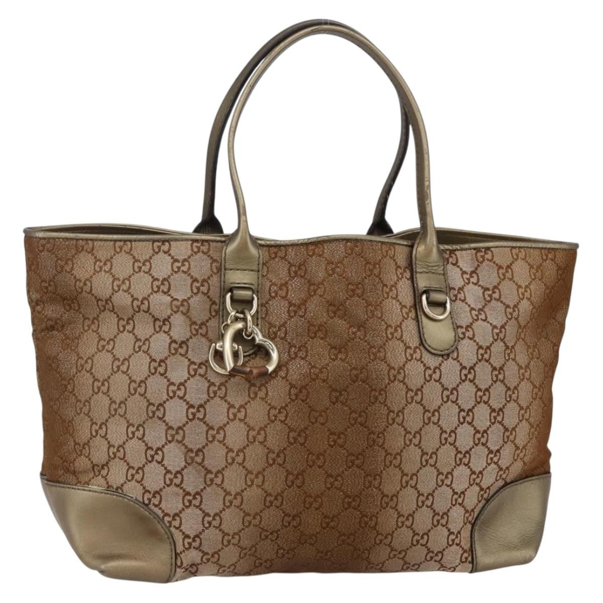 Gucci Heart Bit Open Tote GG Canvas with Leather, BEIGE, CANVAS, Tote bag