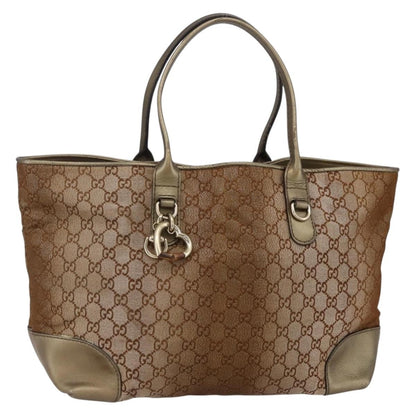 Gucci Heart Bit Open Tote GG Canvas with Leather, BEIGE, CANVAS, Tote bag