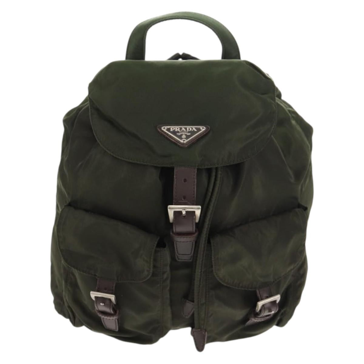 Prada Double Front Pocket Backpack Tessuto, KHAKI, NYLON, Backpack