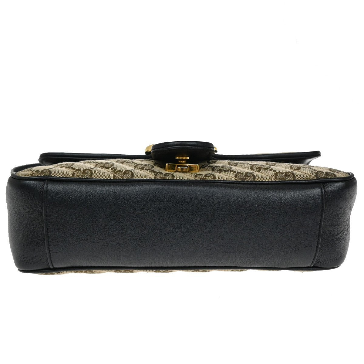 Gucci GG Marmont Flap Bag Diagonal Quilted GG Canvas with Leather, BROWN, CANVAS, Handbag