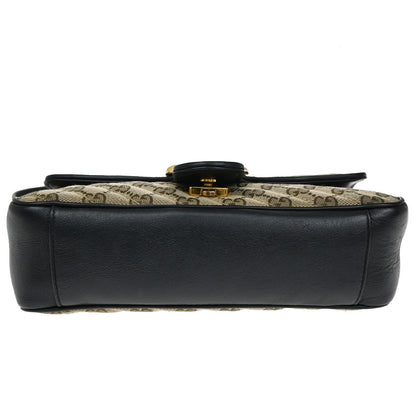 Gucci GG Marmont Flap Bag Diagonal Quilted GG Canvas with Leather, BROWN, CANVAS, Handbag
