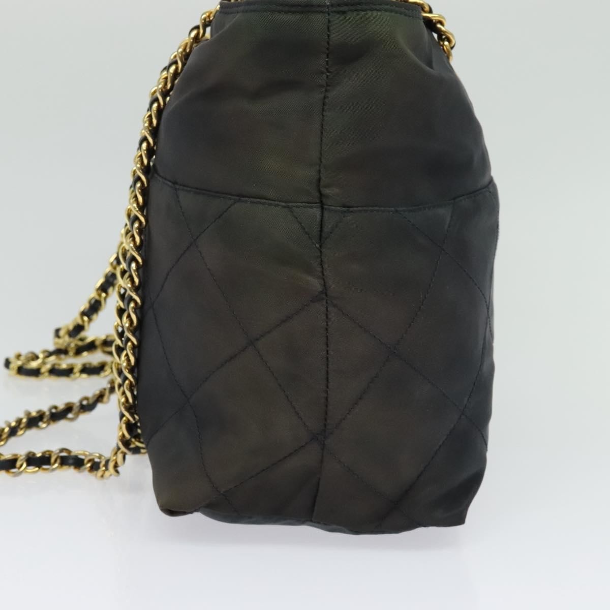 Prada Chain Shoulder Bag Quilted Tessuto, NAVY, NYLON, Shoulder bag