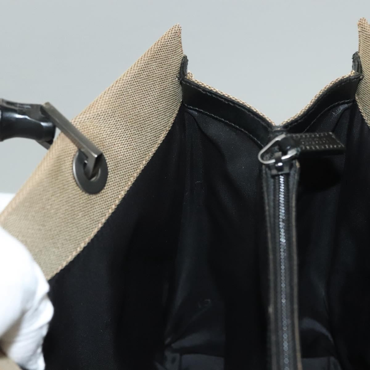 Gucci Vintage Bamboo Handle Tote Canvas, BEIGE, CANVAS, Tote bag