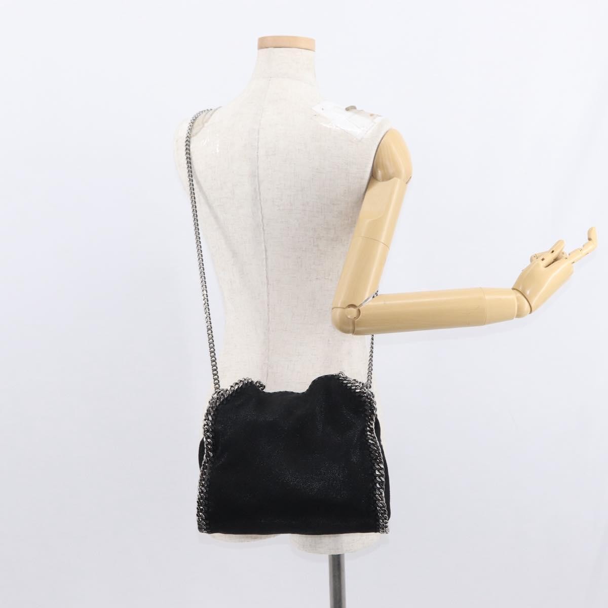 Stella McCartney Falabella Fold Over Crossbody Bag Shaggy Deer, BLACK, POLYESTER, Shoulder bag