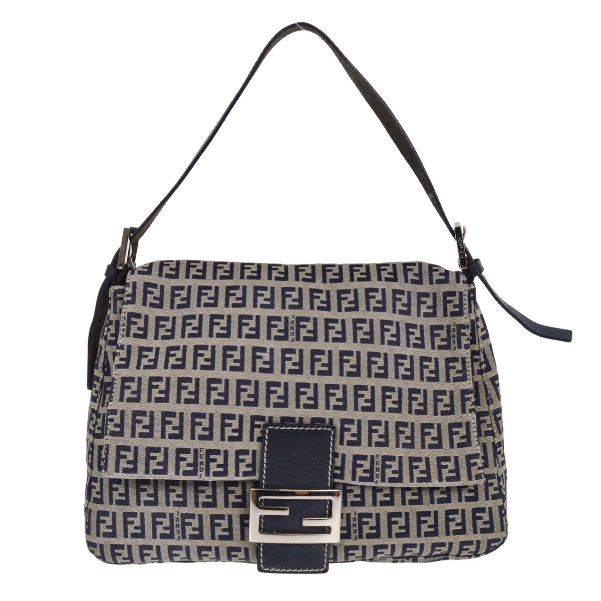 Fendi Mamma Baguette Zucca canvas, NAVY, CANVAS, Shoulder bag