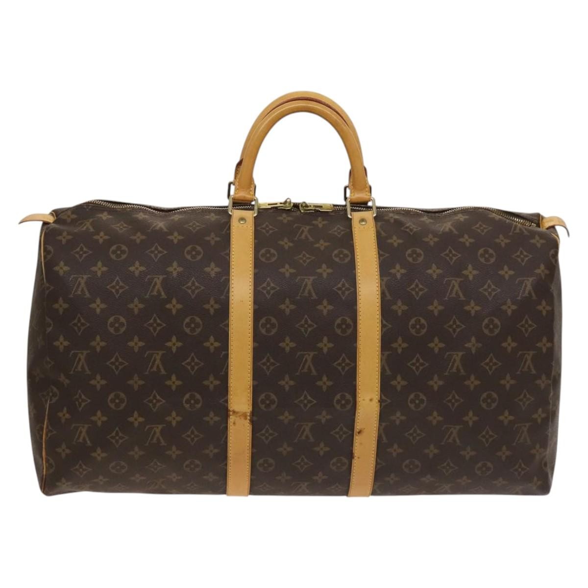 Louis Vuitton Keepall Bag Monogram Canvas, BROWN, CANVAS, Travel bag