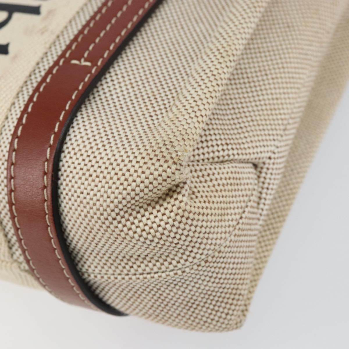 Chloe Woody Convertible Tote Canvas with Leather, BEIGE, CANVAS, Handbag