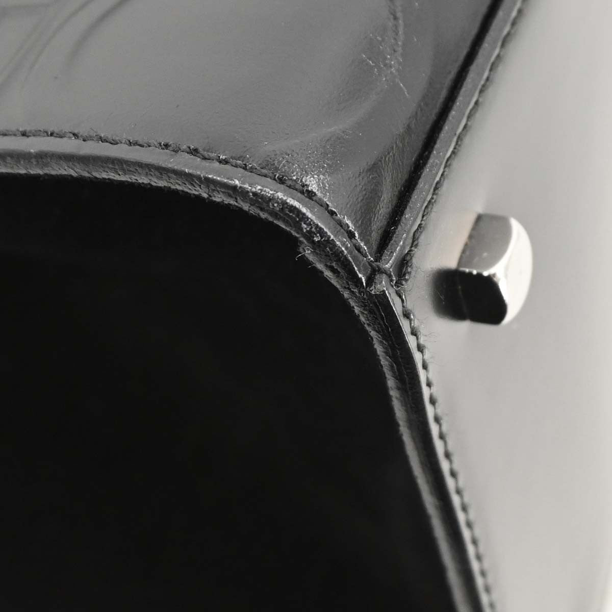 Salvatore Ferragamo Vintage Gancini Top Handle Bag Embossed Leather, BLACK, LEATHER, Handbag