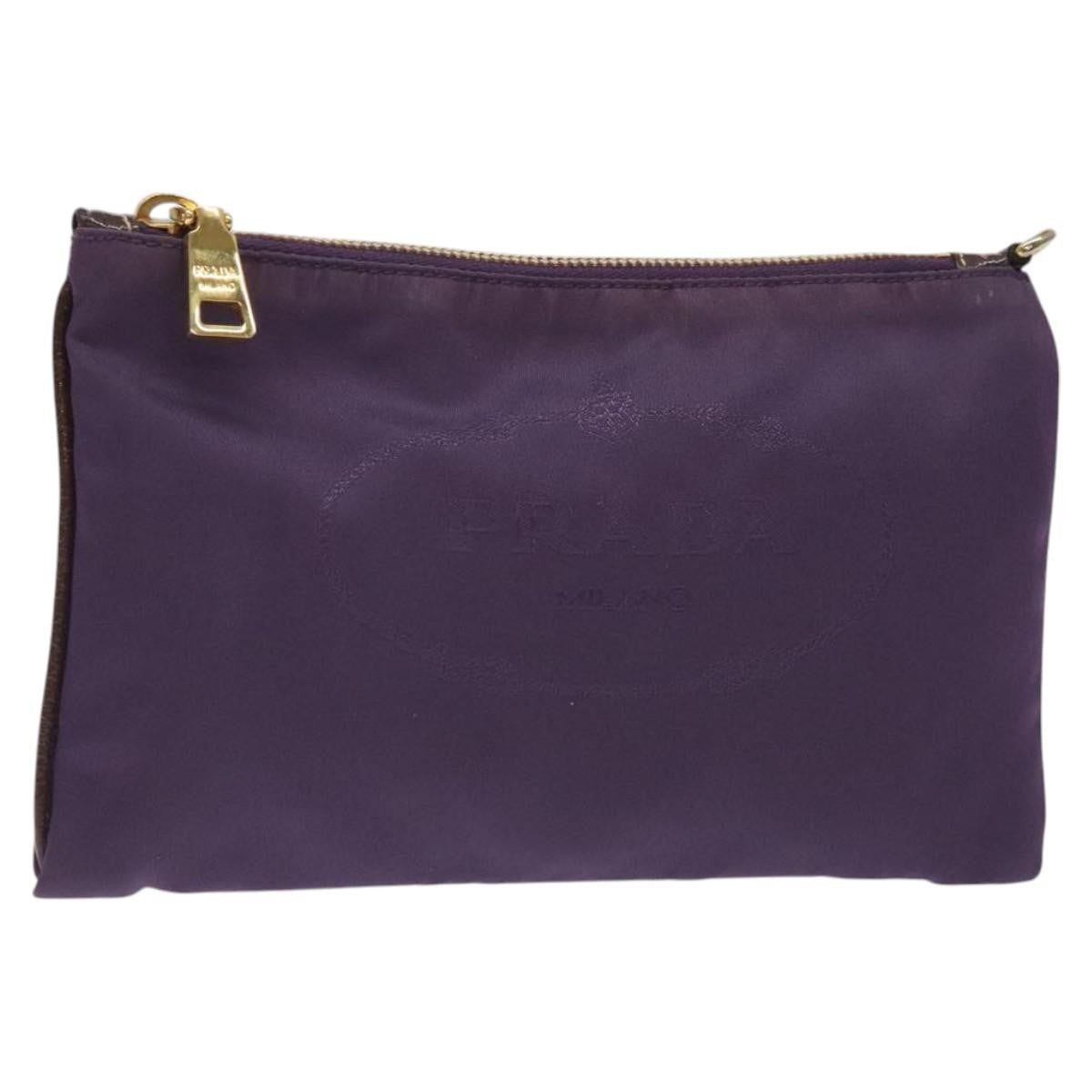Prada Zip Pouch Tessuto, PURPLE, NYLON, Clutche & pouche