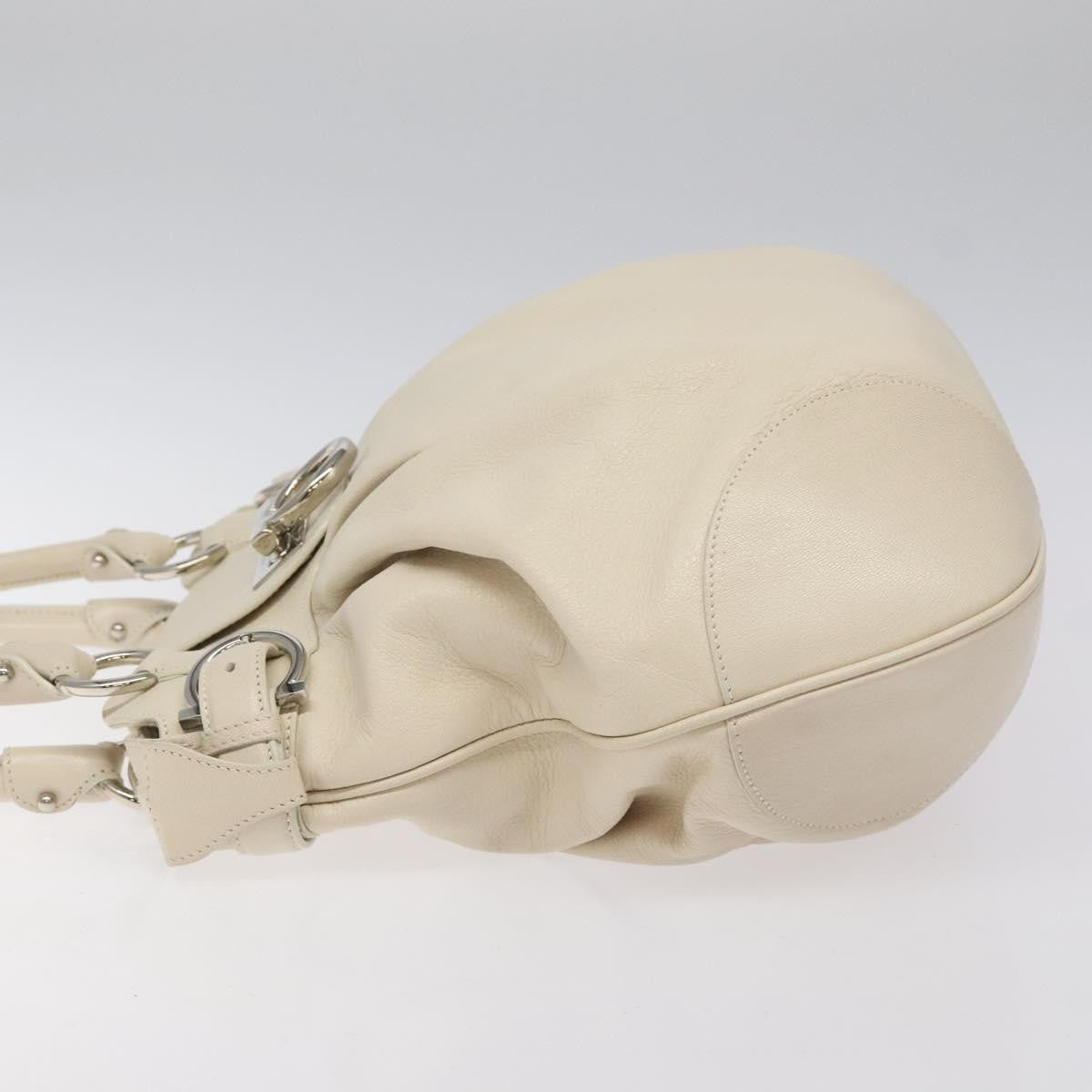 Salvatore Ferragamo Gancini Shoulder Bag Leather, WHITE, LEATHER, Shoulder bag