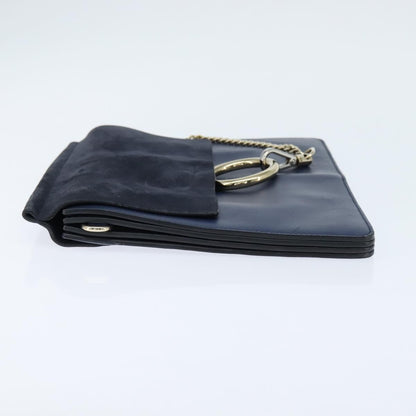 Chloe Faye Shoulder Bag Leather and Suede, NAVY, LEATHER, Shoulder bag